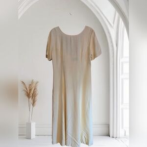 Vintage Wild Rose Pale Yellow Dress With Rosettes Size 12